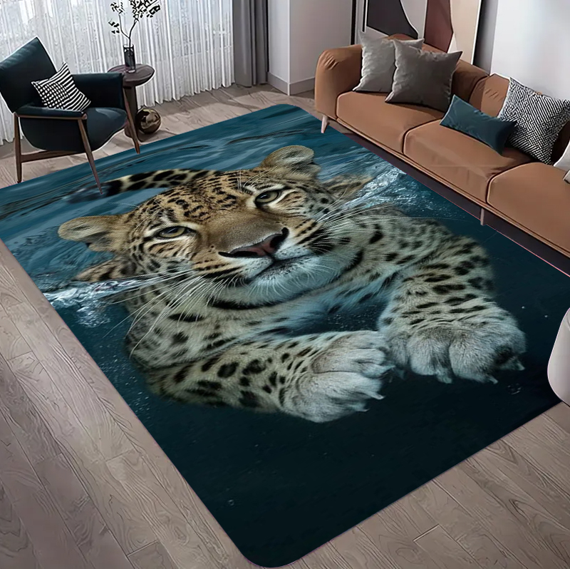 Commercial Printing Format - Alfombra con estampado de leopardo, alfombra