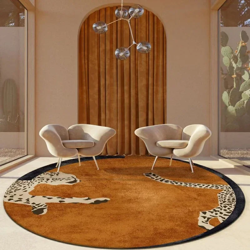 Commercial Printing Format - VIKAMA-alfombra redonda con estampado de leopardo